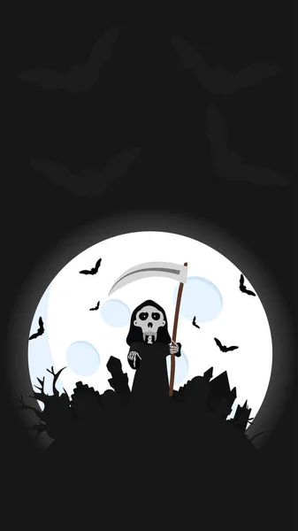 Halloween Fundo Vetor Design Plano Personagem Morte Óssea Símbolo Crânio — Vetor de Stock
