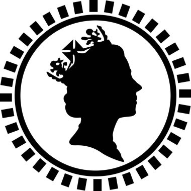 Kraliçe Elizabeth 'in yan profili. yuvarlak simge vektör illüstrasyonu