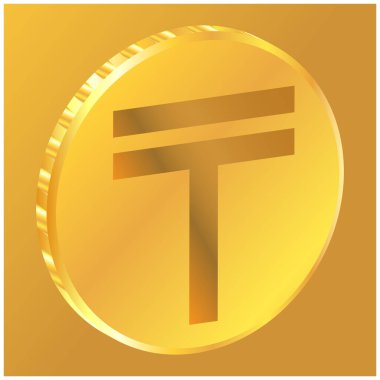 3 boyutlu para Kazak tenge para simgesi, illüstrasyon. pek çok amaç için uygun.