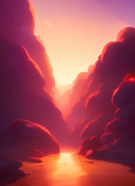 Roter Sonnenaufgang Wilder Schlucht — Stockfoto