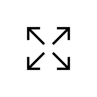 Tam Ekran Simgesi vektör illüstrasyonu. Tam ekran işareti ve simgeye genişlet. Oklar sembolü