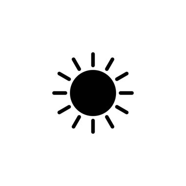 Güneş ikonu vektör illüstrasyonu. Parlaklık işareti ve sembol.