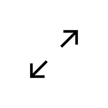 Tam Ekran Simgesi vektör illüstrasyonu. Tam ekran işareti ve simgeye genişlet. Oklar sembolü