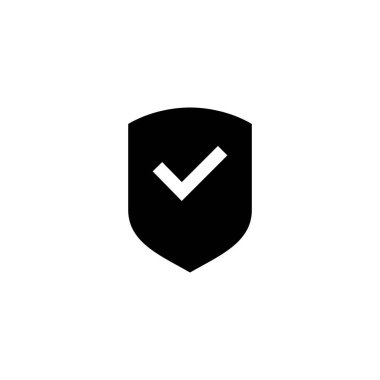 Kalkan kontrol işareti vektör illüstrasyonu. Koruma onayı işareti. Sigorta simgesi