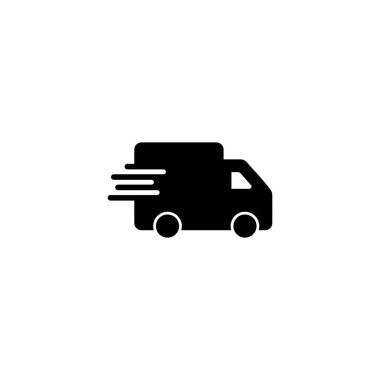 Teslimat kamyonu ikonu vektör çizimi. Teslimat kamyonu işareti ve sembol. Hızlı dağıtım simgesi gönderiliyor