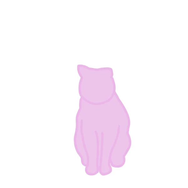 Ładny Różowy Kot Sylwetka Ilustracja Wektora — Wektor stockowy