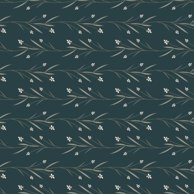 Koyu mavi arka planda yaprakları olan beyaz çiçek. Çizgi sanatı gerçekçiliği kusursuz çiçek desenlerini izole etti. El çizimi botanik parmak izi. Vektör