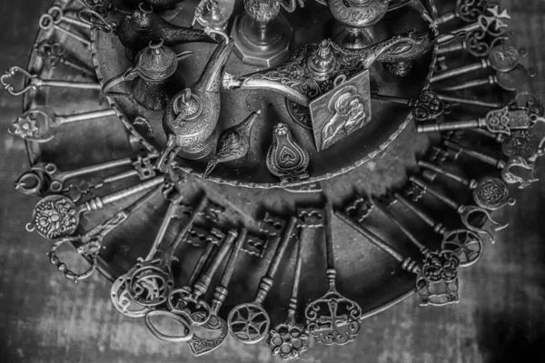 Detail Starého Vinobraného Kovového Řetězu — Stock fotografie