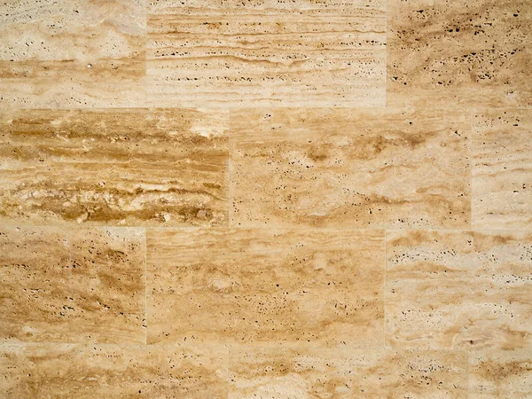 Yellow Travertine Stone Tiles Wall Texture Background — Stock Photo, Image