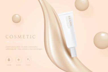 sıvı temel ve kozmetik ürünü reklam şablonu.