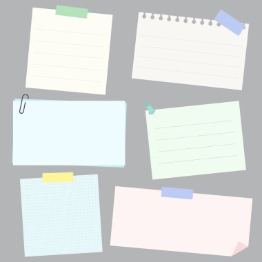 Bantla ve not kağıdıyla yapış yapış not koleksiyonu.