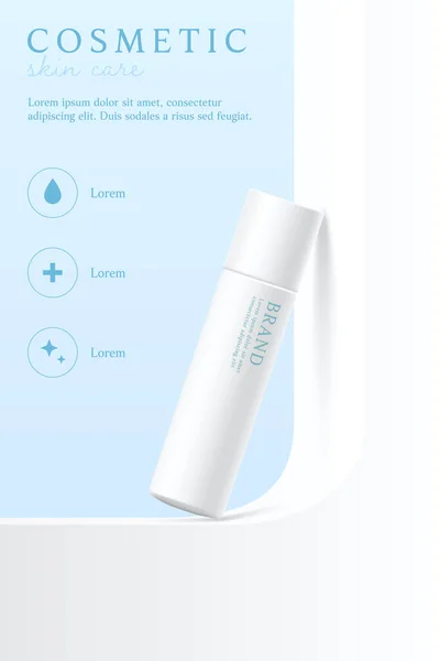 smetics ve cilt bakım ürünü reklamları mavi arkaplanda.
