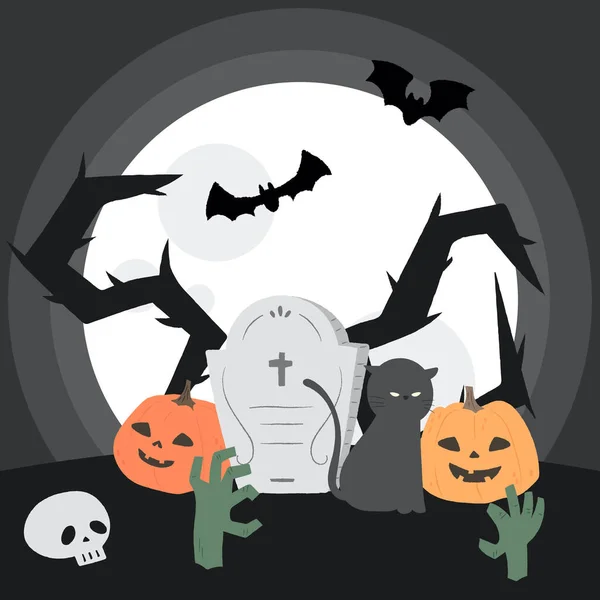Lindo Mano Dibujado Halloween Ilustración — Vector de stock
