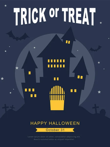 Puesto Halloween Con Edificio Colina — Vector de stock