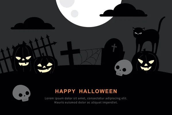 Fondo Oscuro Halloween Cementerio — Vector de stock