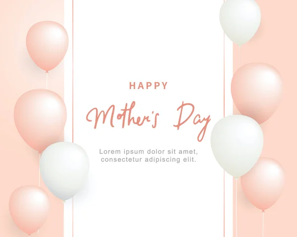Anneler Günü Kartının Pembe Arka Planında Balonlar Var — Stok Vektör