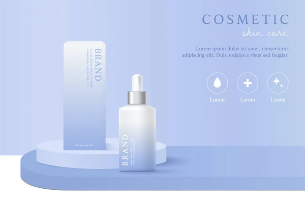 Kozmetik ürünleri ve cilt bakım ürünleri mor arka plan üzerinde şablon reklamları.