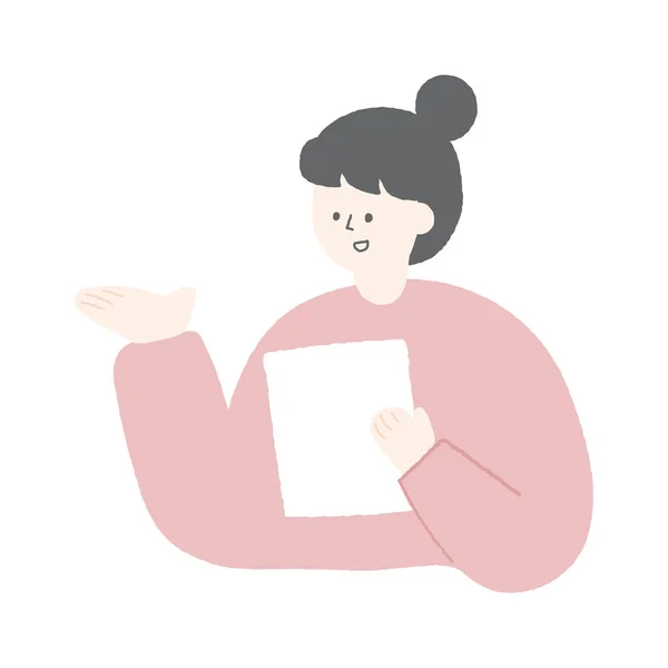 Hand Getekend Illustratie Van Een Vrouw Doen Presentatie — Stockvector