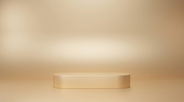 Geometrik şekilli 3D renkte arkaplan oluşturma, bir katta kaide, platform arka plan ürün sunumu için eğri çember, stand, promosyon, satış