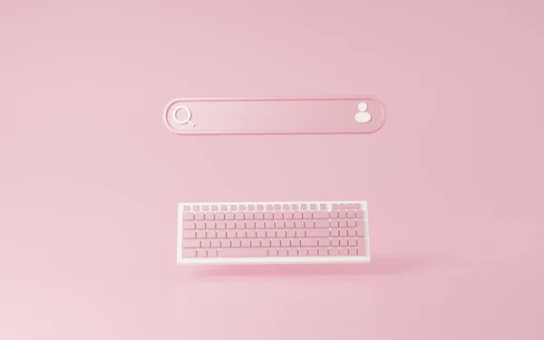 Minimale Blanco Illustratie Zoekbalk Roze Gekleurd Zoeken Mensen Vinden Verhalen — Stockfoto