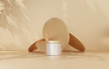 Şatafatlı altın arka plan gölgeli podyum geometrik şekiller daire, bir kattaki kaide eğimli duvar kozmetik ürün sunumu için platform minimal,