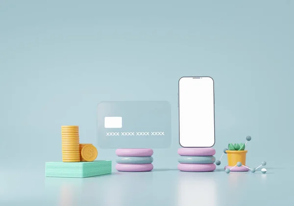 Online Zahlung Kredit Oder Debitkartenkonzept Weißer Leerer Touchscreen Leere Frontansicht — Stockfoto