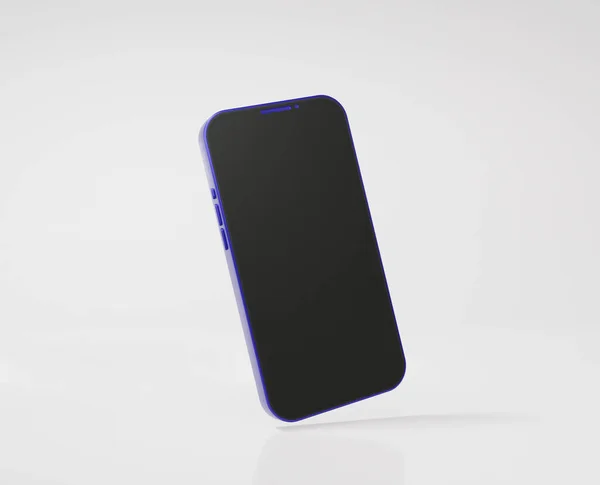 Realista Simulacro Teléfono Inteligente Azul Negro Pantalla Táctil Vacía Vista — Foto de Stock