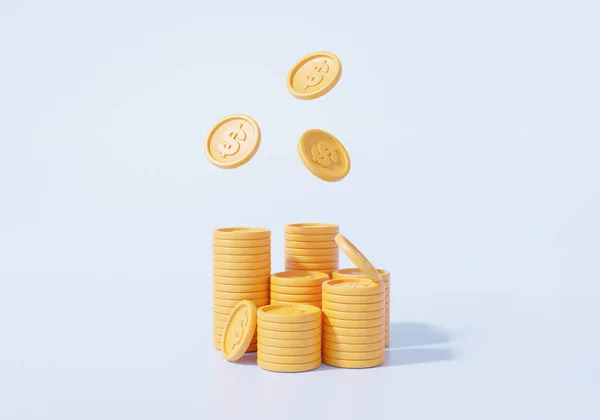 Денежные Доллары Стеки Плавающие Монеты Монеты Бизнес Инвестиции Рост Вычисляют — стоковое фото