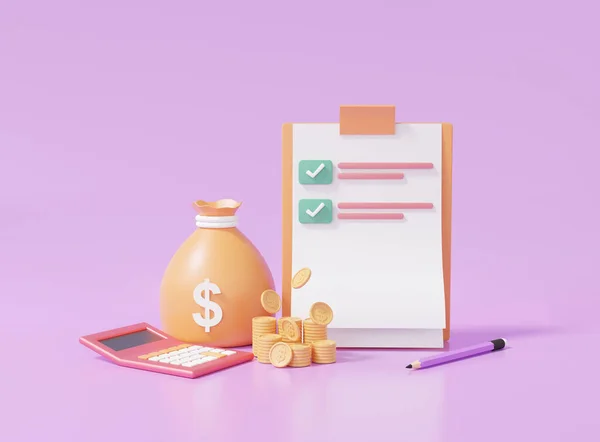 Checklist Klembord Papier Financiële Transacties Transacties Voor Kostenbesparing Concept Calculator — Stockfoto