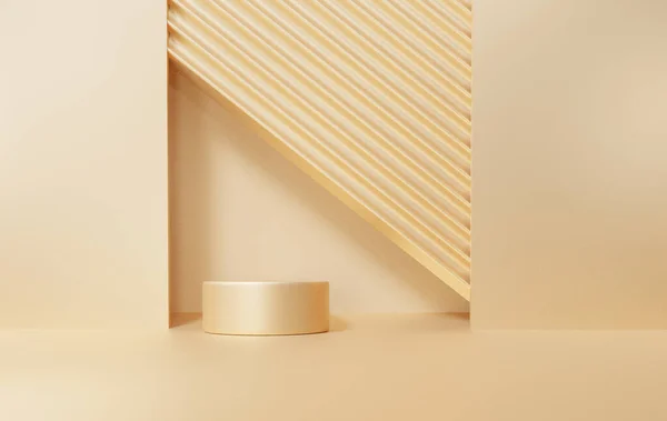 Render Goldfarbe Hintergrund Mit Geometrischen Formen Sockel Leer Auf Einer — Stockfoto