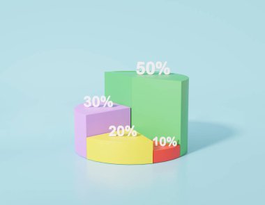 3D orantı simgesi oluşturma minimal karikatür Data Analitikleri İyimser büyüme istatistikleri grafik grafikleri iş konsepti. mavi arka planda. izometrik illüstrasyon