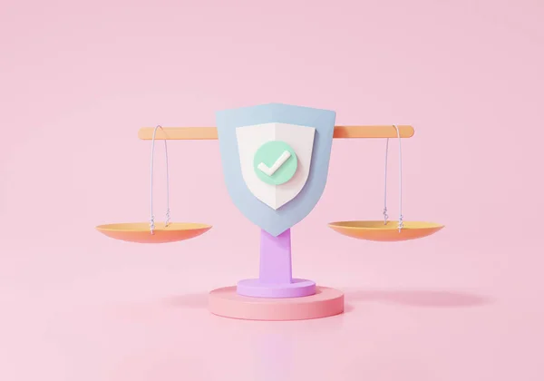 Neutral concept. court loyal fair symbol on scales with balance not taking sides whom, cartoon minimal style on pink background. 3d render. illustration