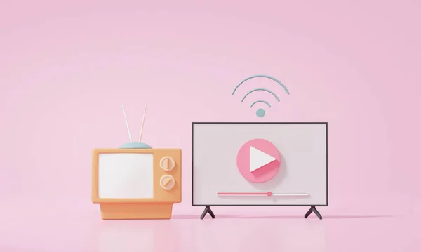 Vintage Modern Auf Rosa Pastellhintergrund Antennen Und Wifi Funkkonzept Minimaler — Stockfoto