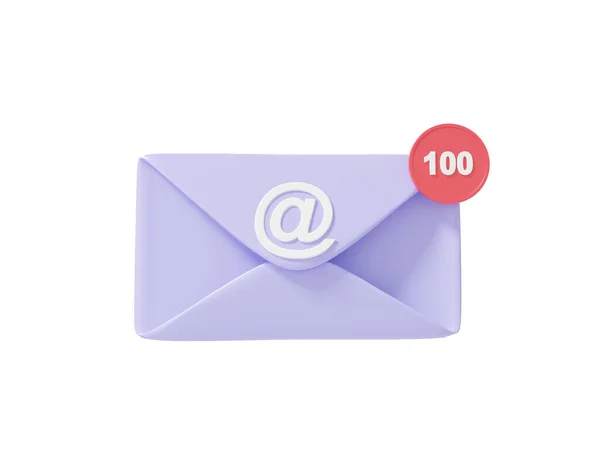 Mailbox Mail Icoon Met Honderd Alert Digitaal Document Mail Marketing — Stockfoto