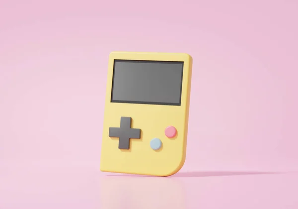 Retro game yellow controllers console icon. analog gaming concept. on pink background. banner. illustration. 3D rendering