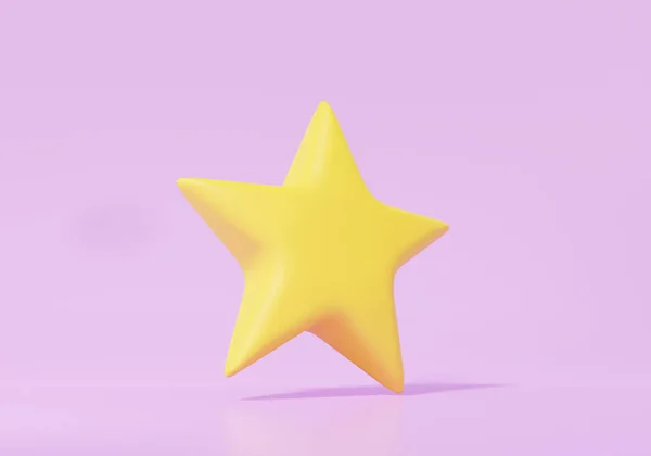 Stern Gelbes Symbol Auf Violettem Hintergrund Cartoon Minimal Niedlich Glatt — Stockfoto