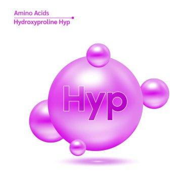 Hidroksilin amino asit kapsülleri vitamin karmaşık mineralleri. Mor molekülün 3 boyutlu modeli beyaz arkaplanda izole edilmiş. Yemek takviyesi reklam paketi tasarımı için. Bilim doktoru konsepti. Vektör EPS10.