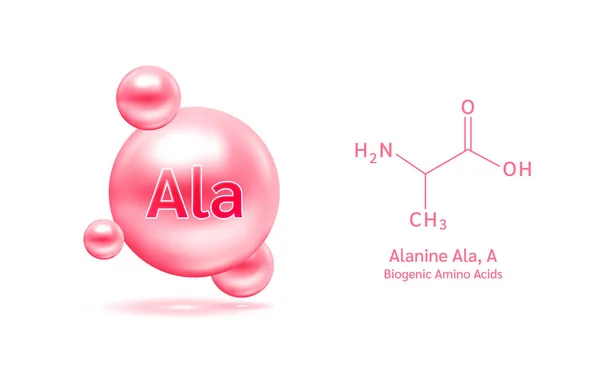 Aminoácido Importante Alanina Ala Fórmula Química Estructural Modelo Línea Molécula — Vector de stock