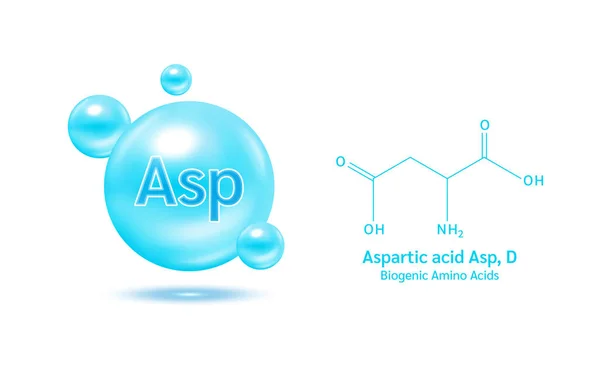 Aminoácido Importante Fórmula Química Aspártica Estructural Modelo Línea Molécula Azul — Vector de stock
