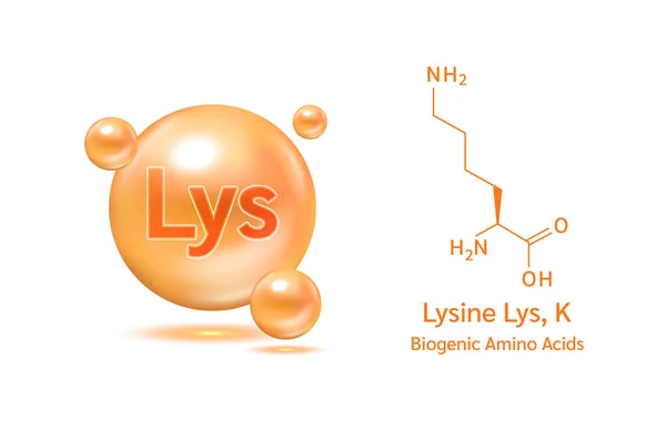 Aminoácido Importante Lisina Fórmula Química Estructural Modelo Línea Molécula Lisina — Vector de stock