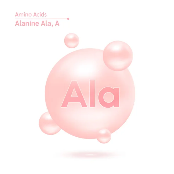 Alanin Ala Aminosyra Kapslar Vitaminer Komplexa Mineraler Modell Molekyl Rosa — Stock vektor