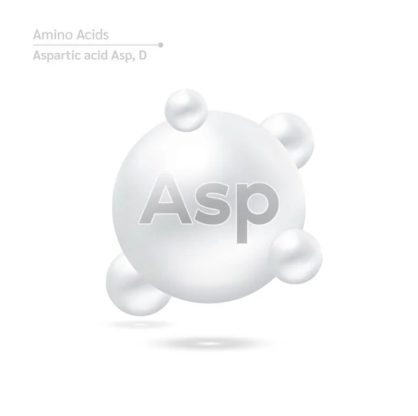 Capsules Acides Aminés Aspartiques Vitamines Minéraux Complexes Modèle Molécule Argent — Image vectorielle