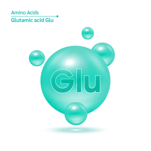 Glutamic Amino Acid Κάψουλες Βιταμίνες Πολύπλοκα Μέταλλα Μοντέλο Του Μοριακού — Διανυσματικό Αρχείο