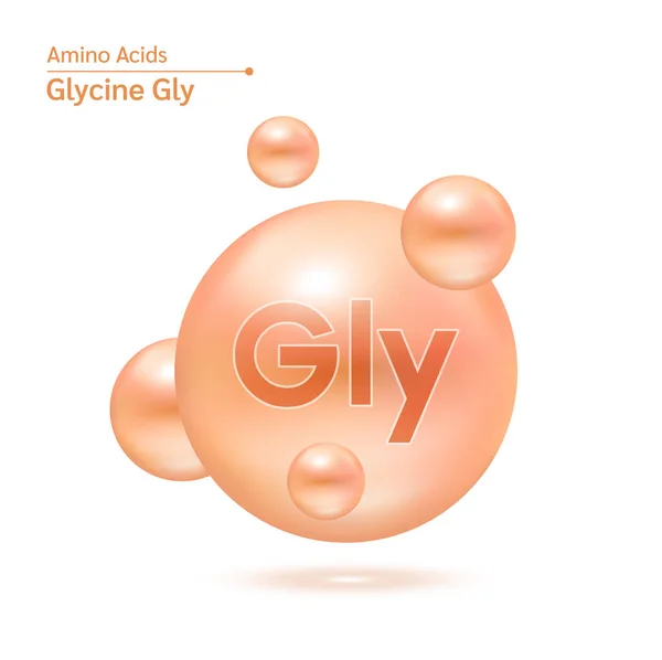 Glycine Aminozuur Capsules Vitaminen Complexe Mineralen Model Van Molecuul Oranje — Stockvector