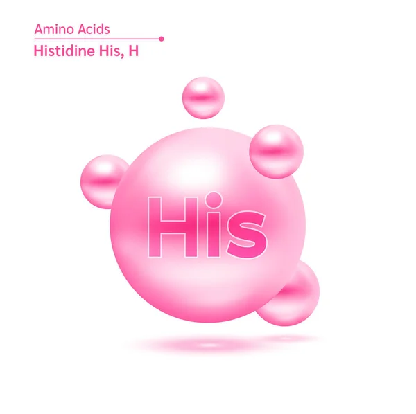 Histidine Capsules Acides Aminés Vitamines Minéraux Complexes Modèle Molécule Rose — Image vectorielle