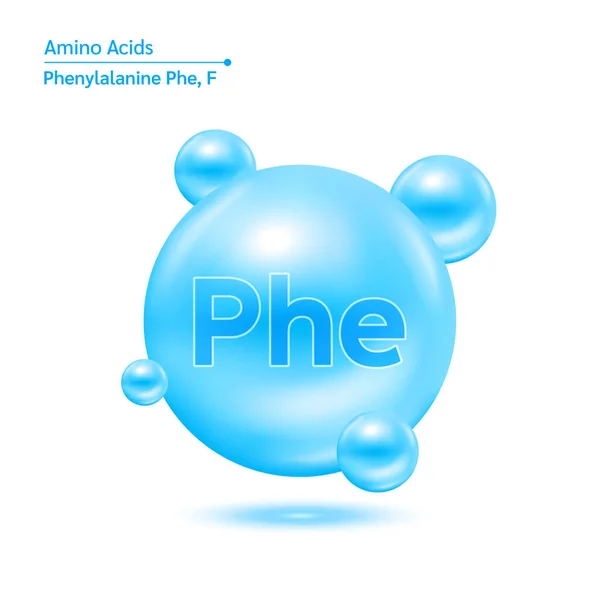 Phenylalanine Capsules Acides Aminés Vitamines Minéraux Complexes Modèle Molécule Bleue — Image vectorielle