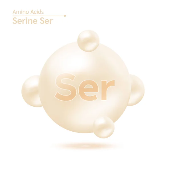 Serine Amino Acid Capsules Vitamins Complex Minerals Model Molecule Cream — Stock Vector