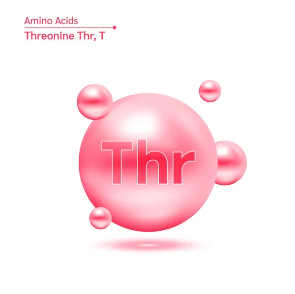 Threonin Aminosäure Kapseln Vitamine Komplexe Mineralien Modell Des Moleküls Rosa — Stockvektor