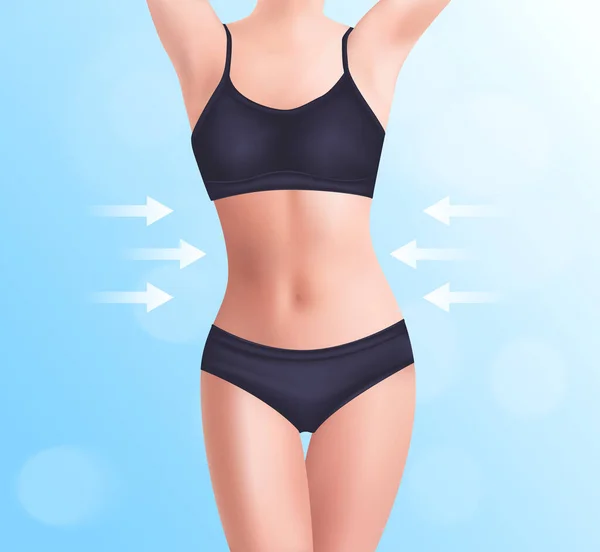 Cuerpo Una Mujer Hermosa Perfecto Cuerpo Joven Delgado Tonificado Chica — Vector de stock