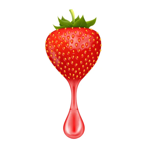 草莓汁甜红葡萄酒 白色背景 现实的3D矢量说明 — 图库矢量图片